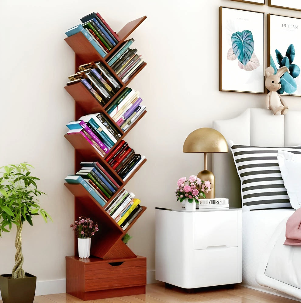 Elegant Wooden Book Rack for Stylish Living Room