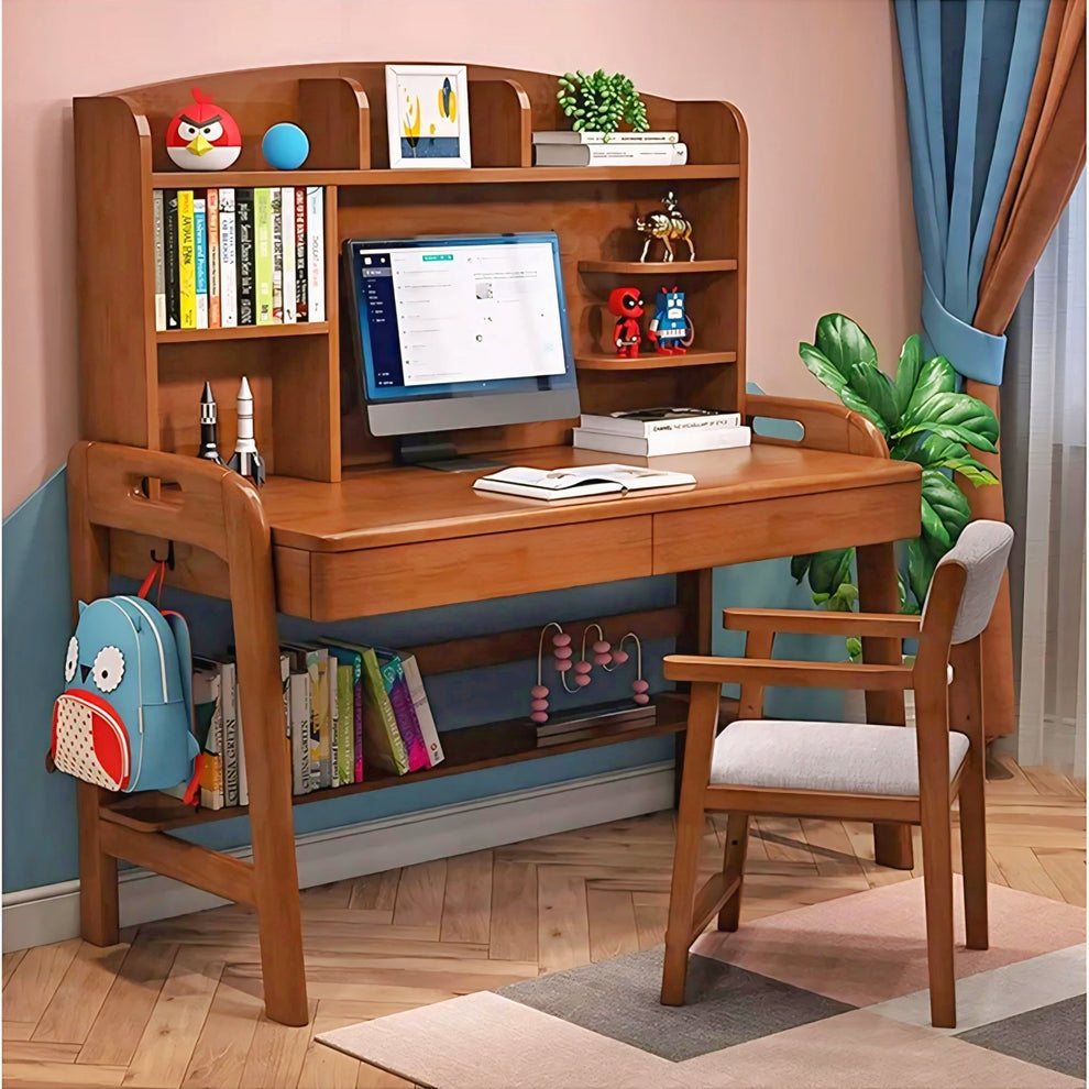 Modern Solid Wood Study Desk & Chair Combo