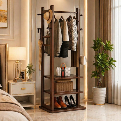 Multi-Functional Wooden Alna Rack with Shoe Storage