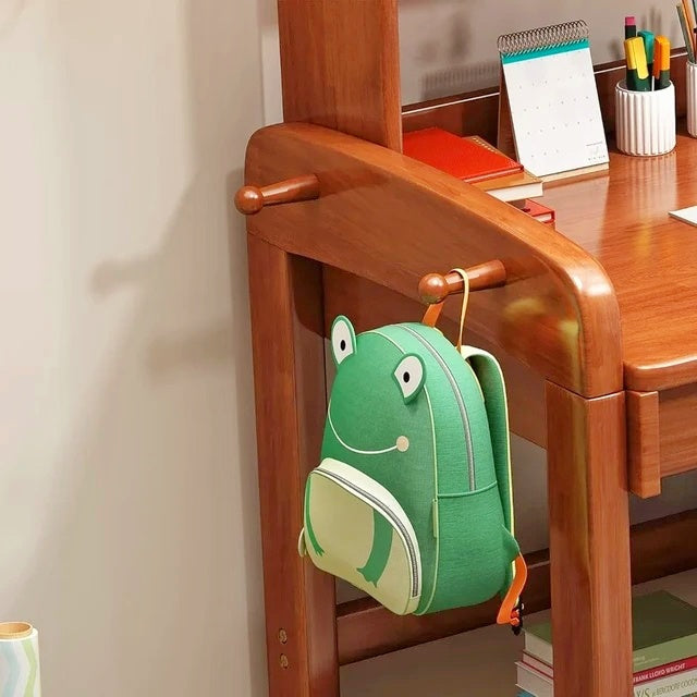 Elegant Wooden Study Table & Chair with Storage Shelf