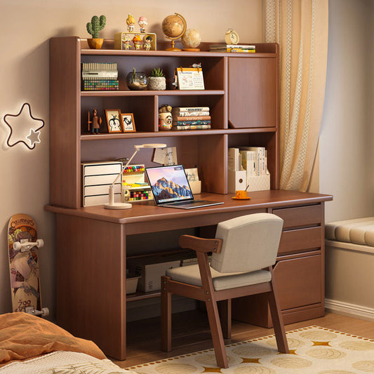 Smart Study Table with Chair & Storage Unit | Luxury Wooden Writing Desk with Chair