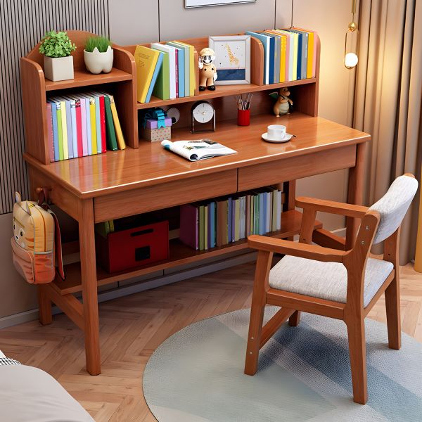 Wooden Study Table with Laptop Space | Designer Study Table Set for Bedroom