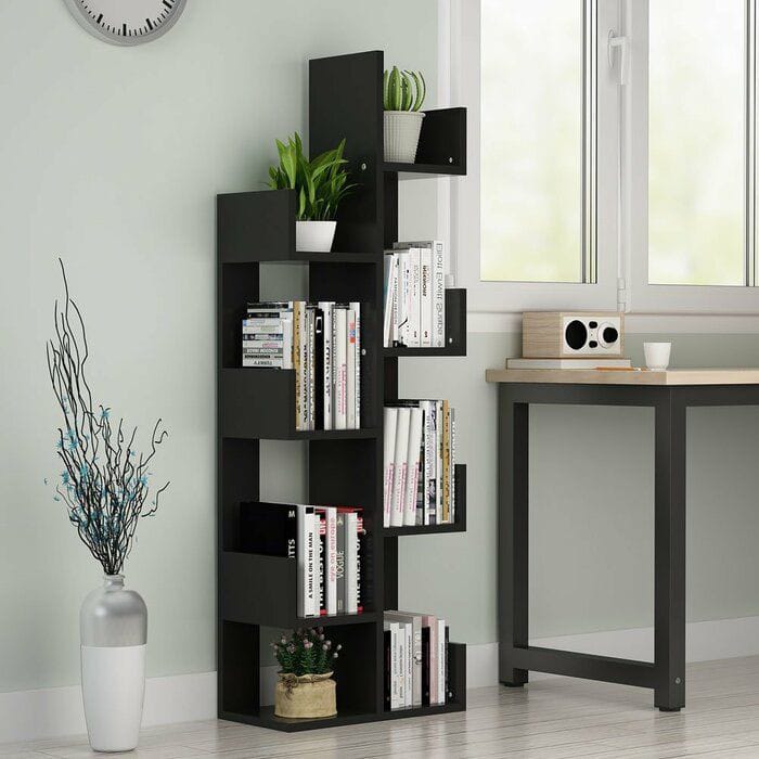 Stylish Wooden Bookcase with Open Shelves