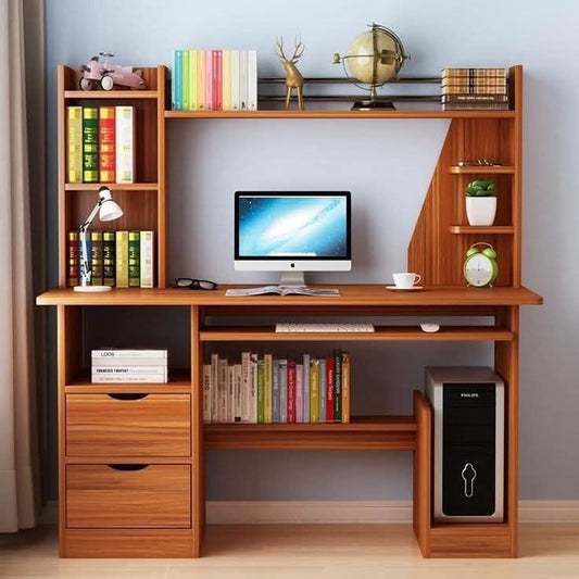 Modern Wooden Computer Table with Storage Drawers