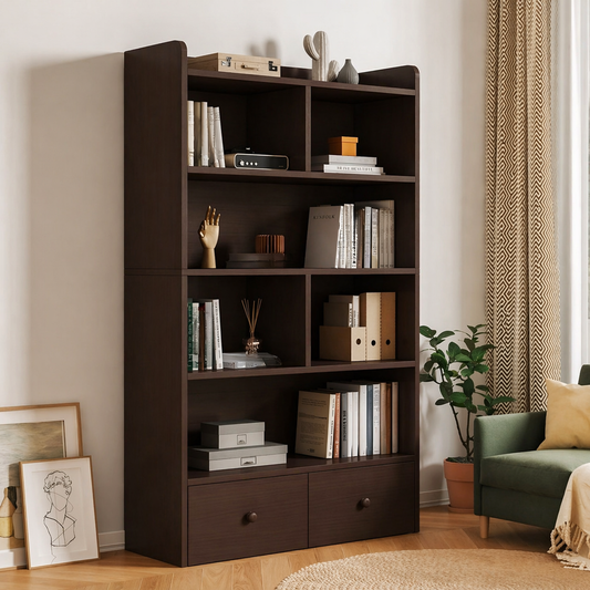 Modern Wooden Bookshelf with Multi Storage